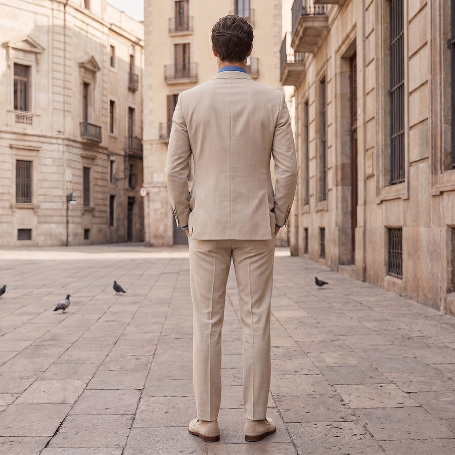 Tailored Fit Single Breasted Two-buttons 3 Pieces Solid coloured Men's Wedding Suits