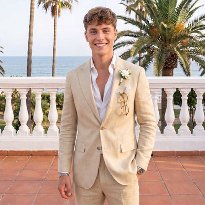 Tailored Fit Single Breasted Two-buttons 2 Pieces Solid coloured Men's Wedding Suits