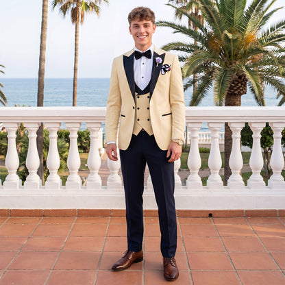 Tailored Fit Single Breasted One-button 3 Pieces Solid coloured Men's Wedding Suits