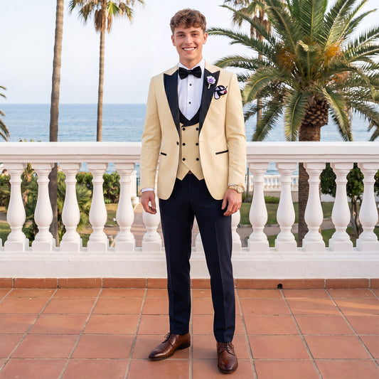 Tailored Fit Single Breasted One-button 3 Pieces Solid coloured Men's Wedding Suits