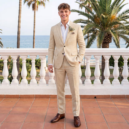 Tailored Fit Single Breasted Two-buttons 2 Pieces Solid coloured Men's Wedding Suits