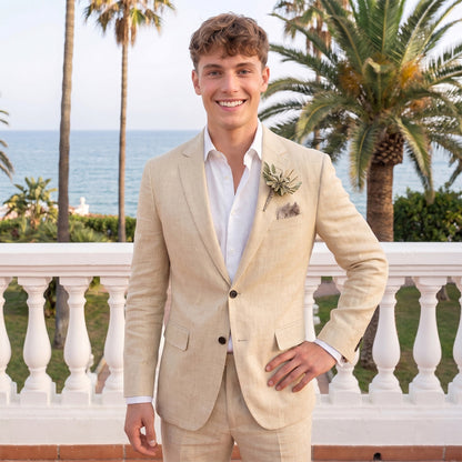 Tailored Fit Single Breasted Two-buttons 2 Pieces Solid coloured Men's Wedding Suits
