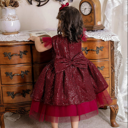 A-Line/Princess Scoop Flying Sleeves Flower Girl Dresses with Sequins