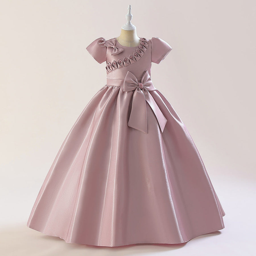 A-Line/Princess Scoop Puff Sleeves Flower Girl Dresses with Bow Knot