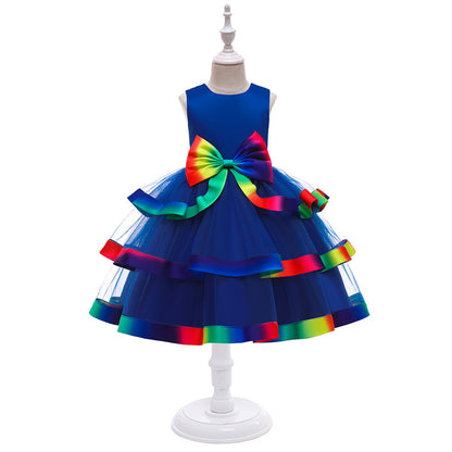 A-Line/Princess Scoop Sleeveless Christmas Dresses for Girls with Bow Knot