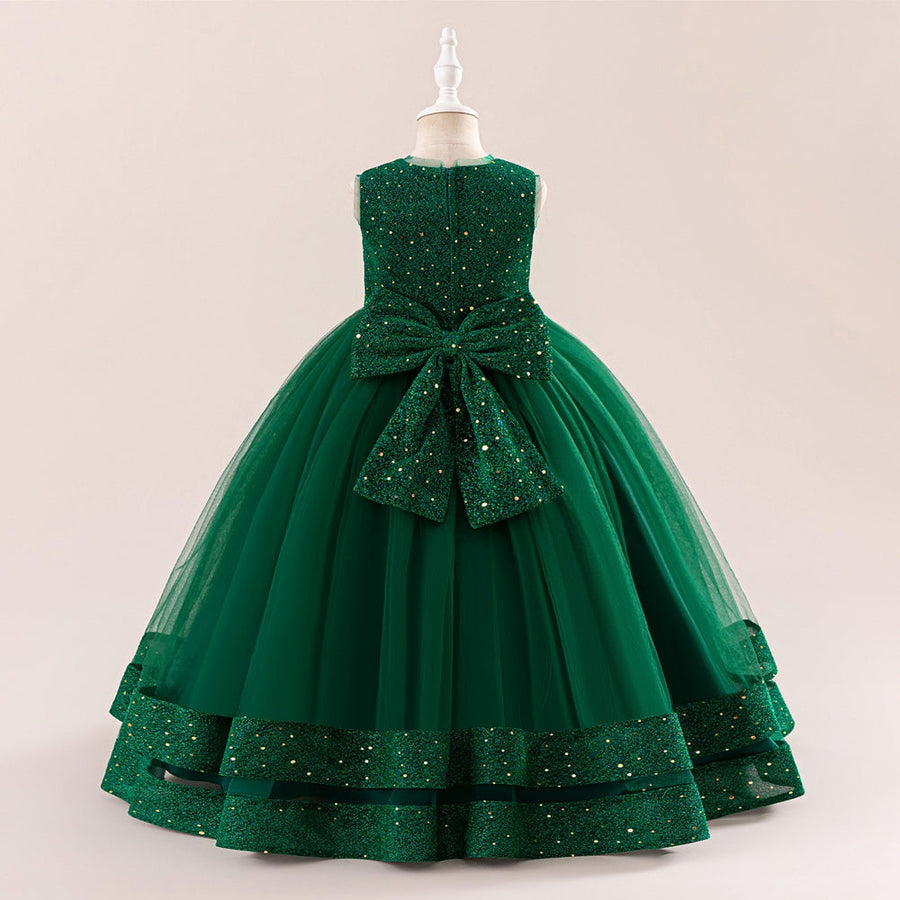A-Line/Princess Scoop Sleeveless Christmas Dresses for Girls with Sequins
