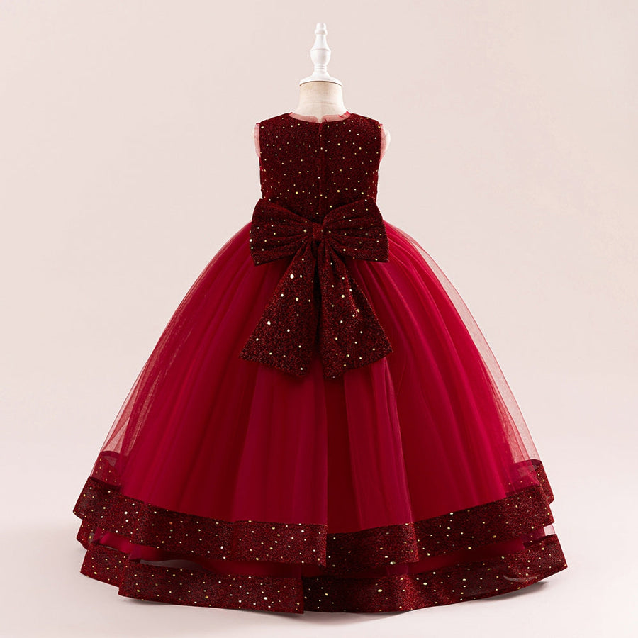 A-Line/Princess Scoop Sleeveless Christmas Dresses for Girls with Sequins