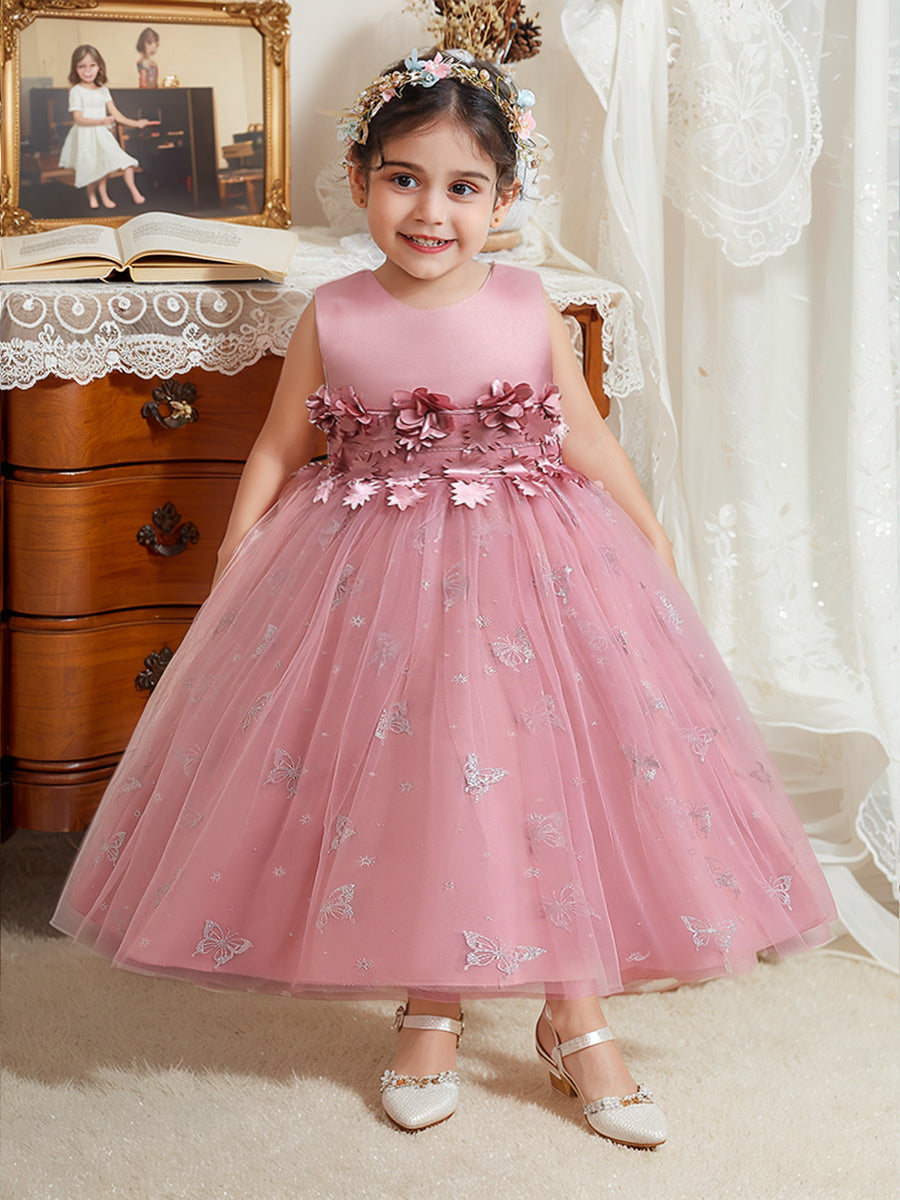 Ball Gown Scoop Sleeveless Ruched Flower Girl Dresses main image 0