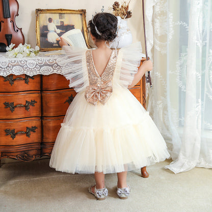 Ball Gown Scoop Flying Sleeves Flower Girl Dresses with Sequins