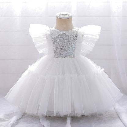 Ball Gown Scoop Flying Sleeves Flower Girl Dresses with Sequins