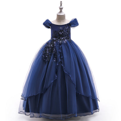 Ball Gown Cold Shoulder Short Sleeves Flower Girl Dresses with Beading