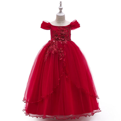 Ball Gown Cold Shoulder Short Sleeves Flower Girl Dresses with Beading