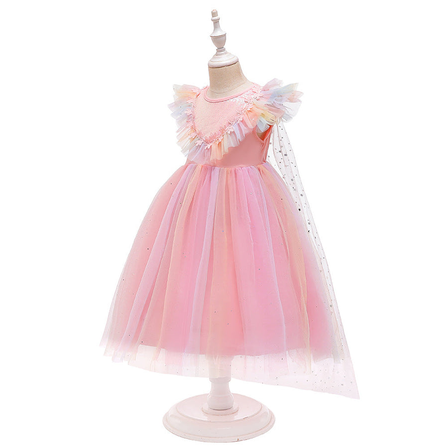 Ball Gown Scoop Flying Sleeves Flower Girl Dresses with Sequins