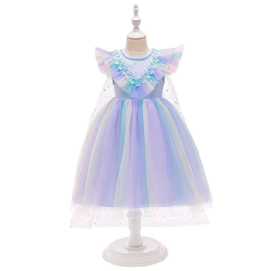 Ball Gown Scoop Flying Sleeves Flower Girl Dresses with Sequins