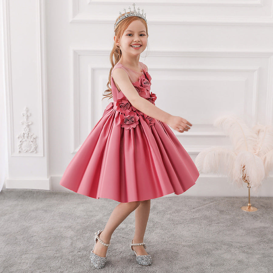Ball Gown Scoop Sleeveless Flower Girl Dresses with Solid Flowers