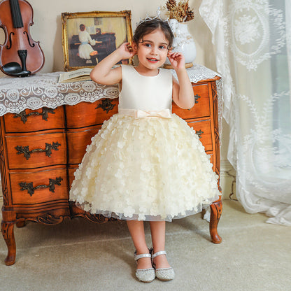 Ball Gown Scoop Sleeveless Flower Girl Dresses with Solid Flowers
