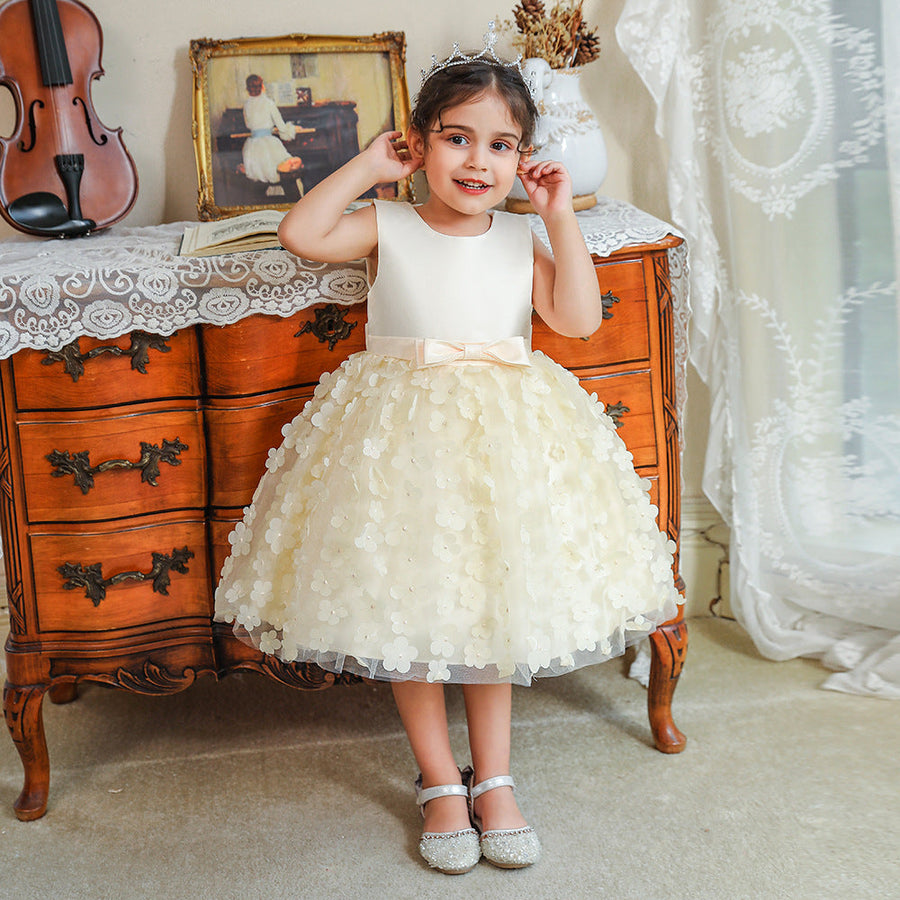 Ball Gown Scoop Sleeveless Flower Girl Dresses with Solid Flowers