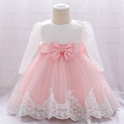 Ball Gown Scoop Long Sleeves Flower Girl Dresses with Beading