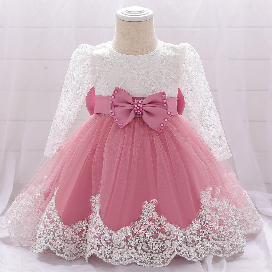 Ball Gown Scoop Long Sleeves Flower Girl Dresses with Beading
