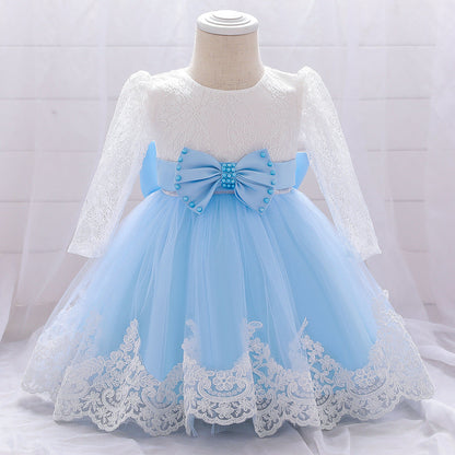 Ball Gown Scoop Long Sleeves Flower Girl Dresses with Beading