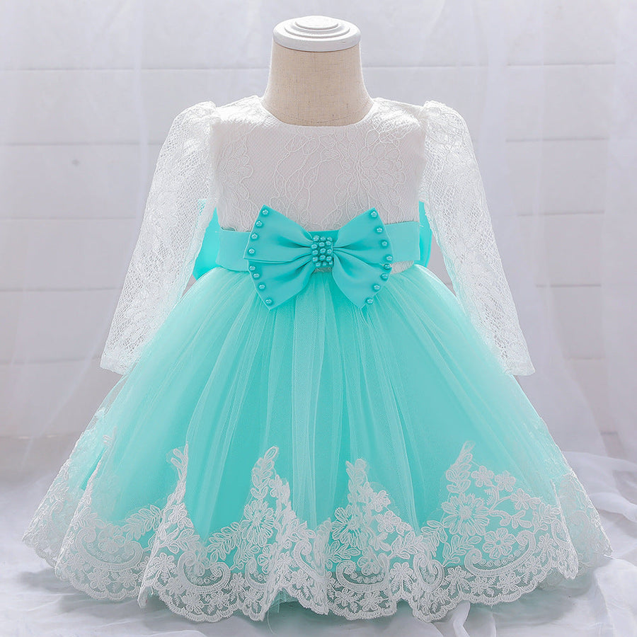 Ball Gown Scoop Long Sleeves Flower Girl Dresses with Beading