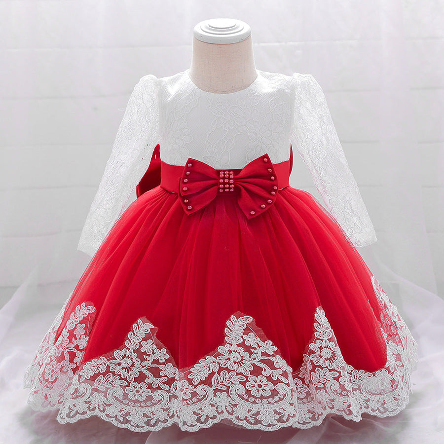 Ball Gown Scoop Long Sleeves Flower Girl Dresses with Beading