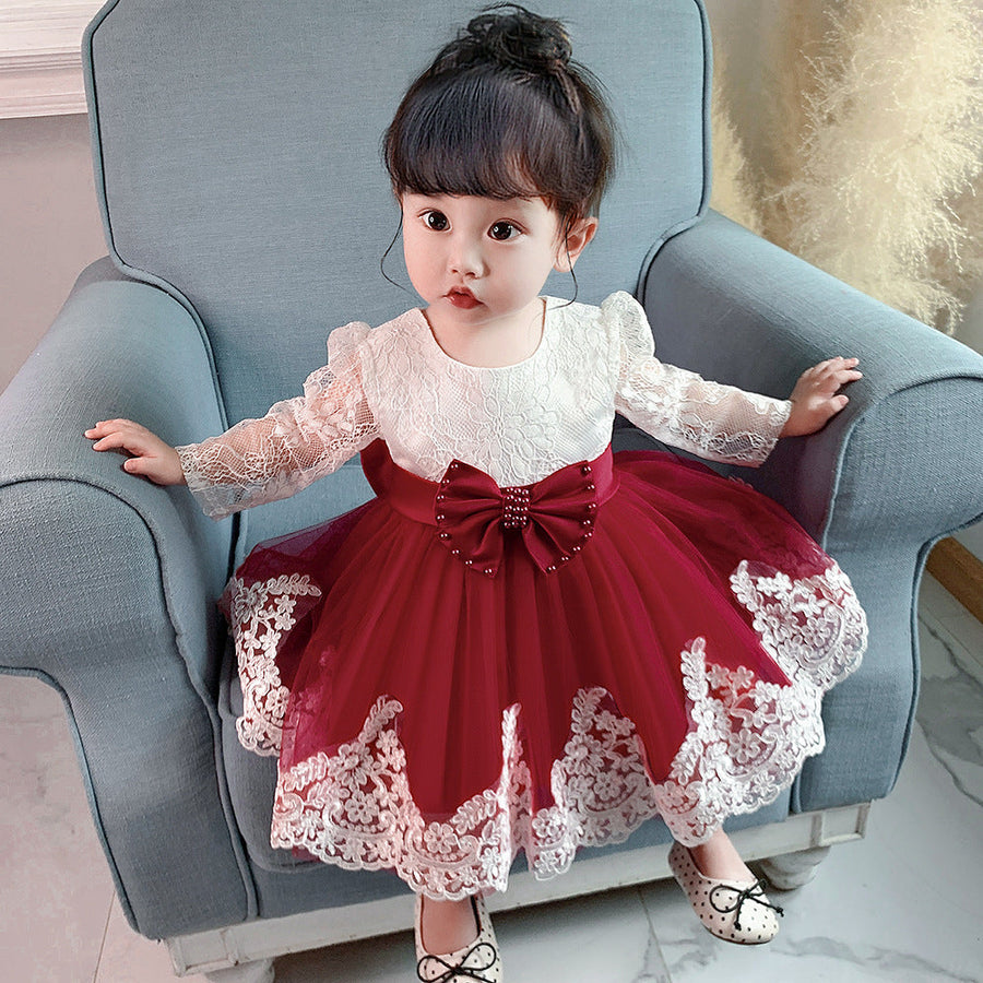 Ball Gown Scoop Long Sleeves Flower Girl Dresses with Beading