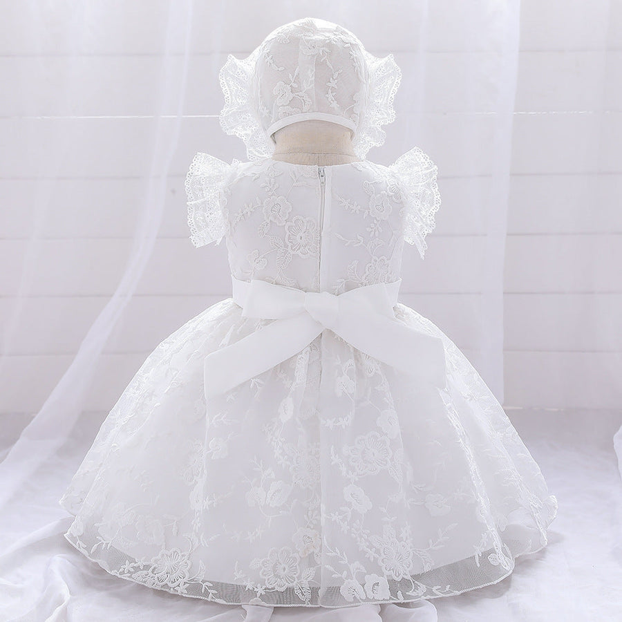 Ball Gown Scoop Flying Sleeves Flower Girl Dresses with Applique