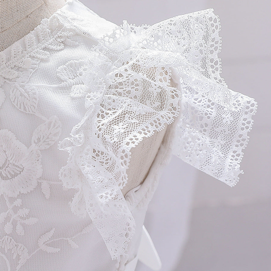 Ball Gown Scoop Flying Sleeves Flower Girl Dresses with Applique