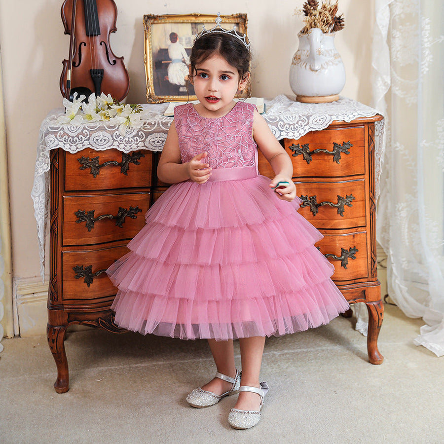 Ball Gown Scoop Sleeveless Flower Girl Dresses with Tiered