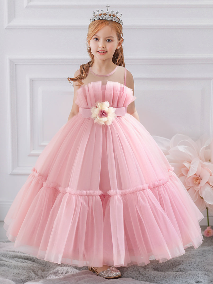 Ball Gown Scoop Sleeveless Flower Girl Dresses with Beading