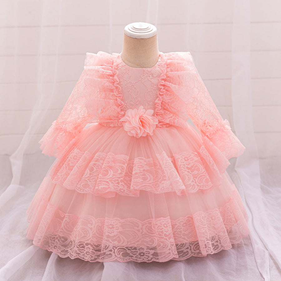 Ball Gown Scoop Long Sleeves Flower Girl Dresses with Lace