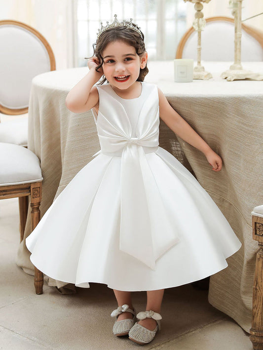 Ball Gown Scoop Sleeveless Flower Girl Dresses with Bow knot