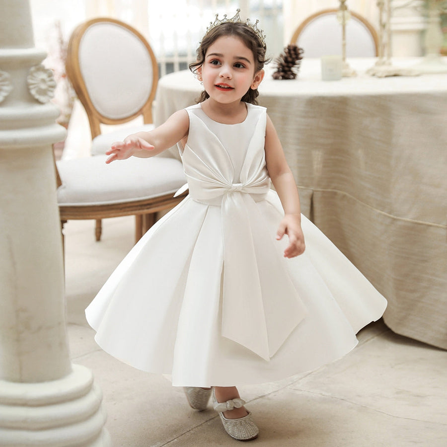 Ball Gown Scoop Sleeveless Flower Girl Dresses with Bow knot