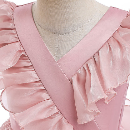 Ball Gown V-Neck Sleeveless Flower Girl Dresses with Ruffles