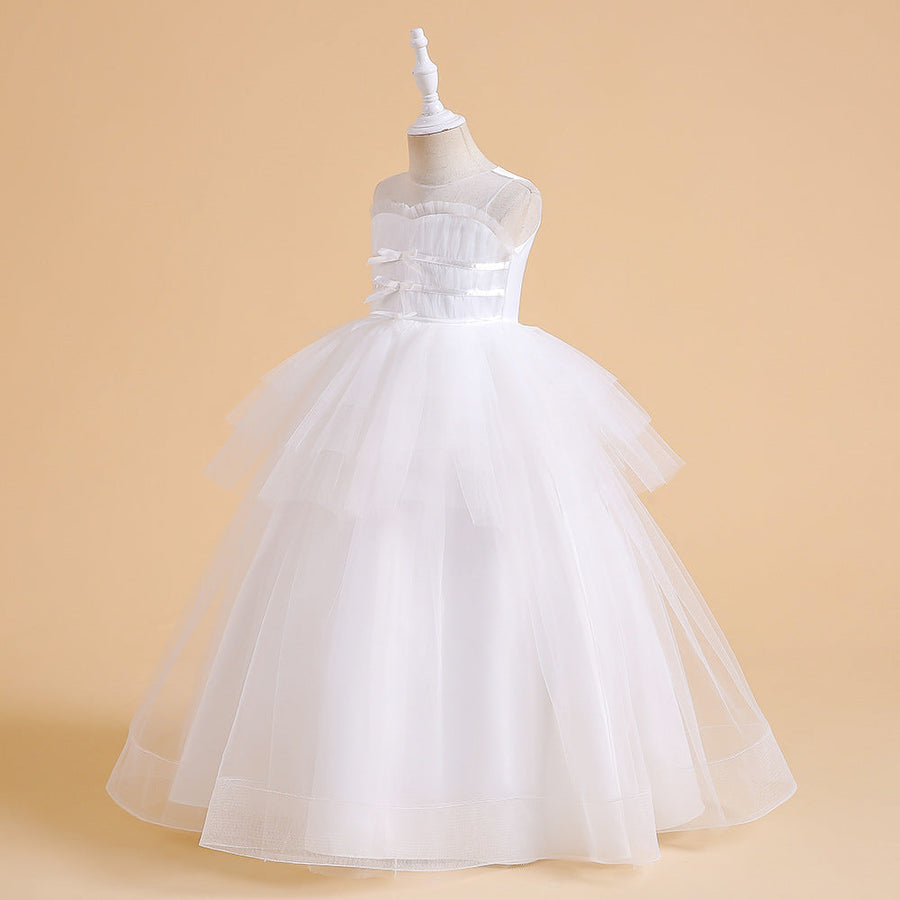 Ball Gown Scoop Sleeveless Tiered Flower Girl Dresses