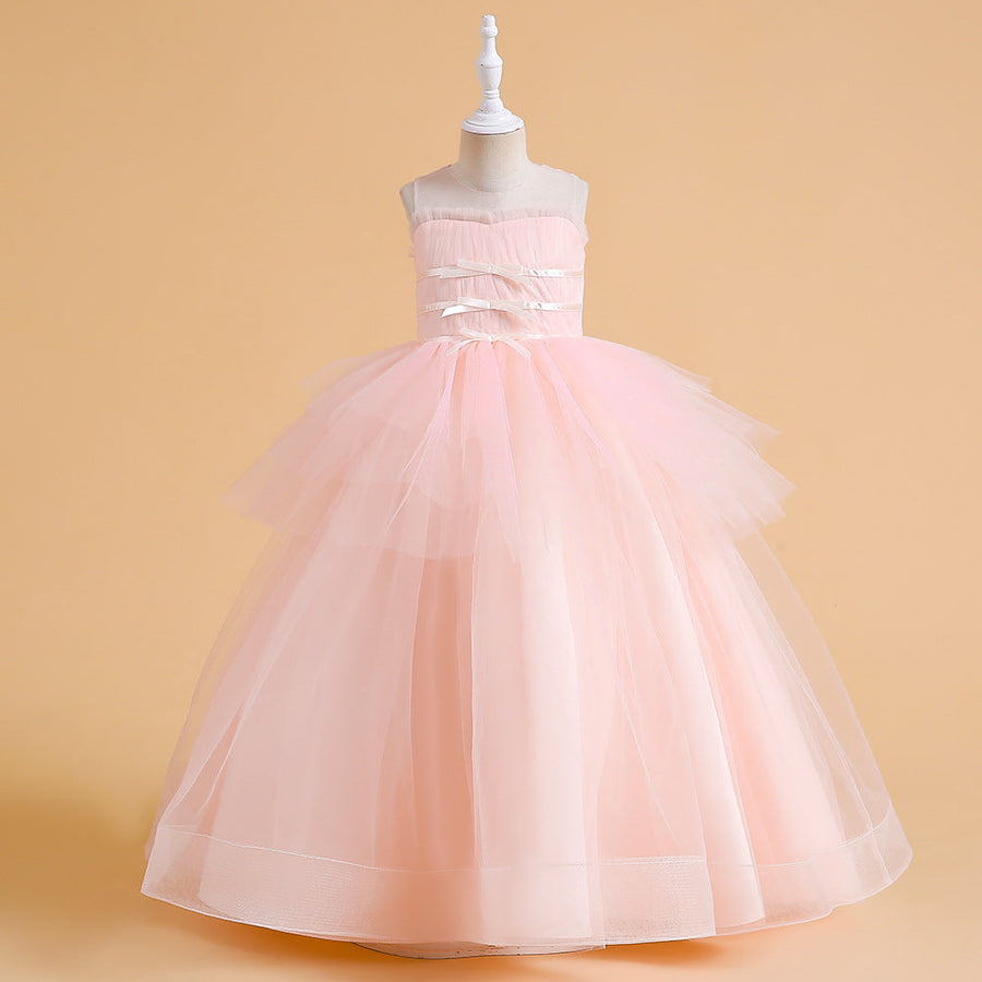 Ball Gown Scoop Sleeveless Tiered Flower Girl Dresses