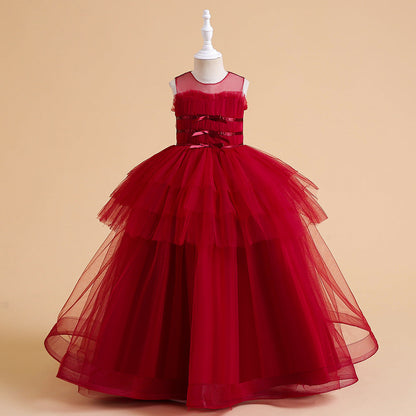 Ball Gown Scoop Sleeveless Tiered Flower Girl Dresses