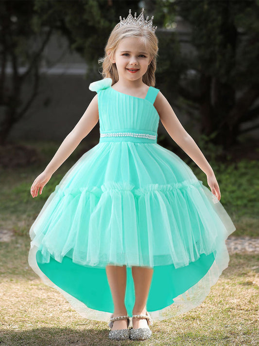 Ball Gown Asymmetrical Sleeveless Flower Girl Dresses with Beading