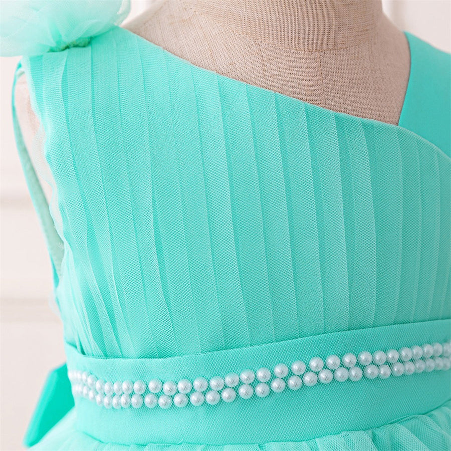 Ball Gown Asymmetrical Sleeveless Flower Girl Dresses with Beading