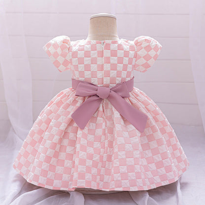 Ball Gown Scoop Puff Sleeves Ruched Flower Girl Dresses