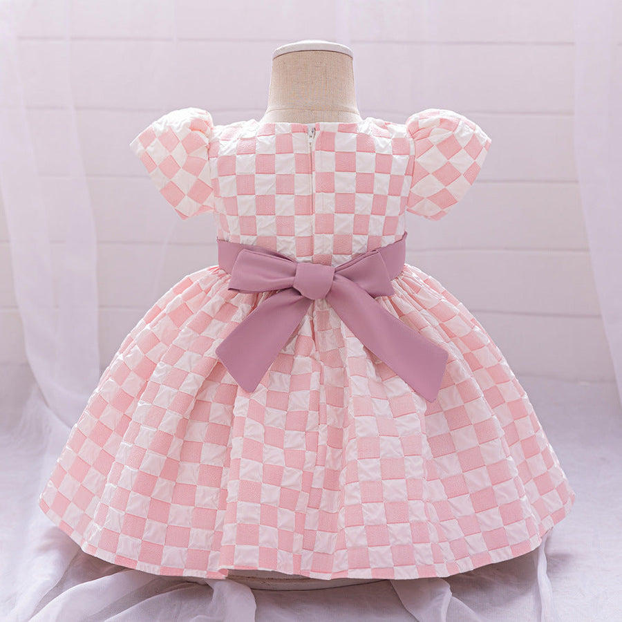 Ball Gown Scoop Puff Sleeves Ruched Flower Girl Dresses