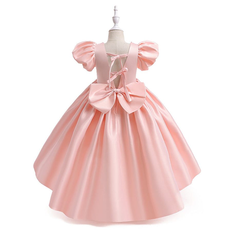 Ball Gown Scoop Puff Sleeves Beading Flower Girl Dresses