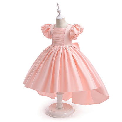 Ball Gown Scoop Puff Sleeves Beading Flower Girl Dresses