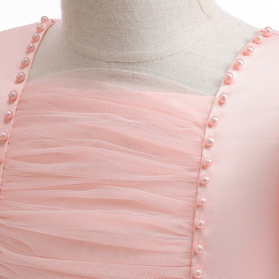 Ball Gown Scoop Puff Sleeves Beading Flower Girl Dresses