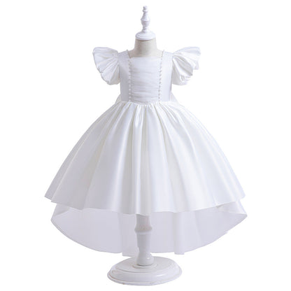 Ball Gown Scoop Puff Sleeves Beading Flower Girl Dresses