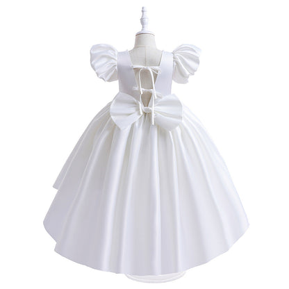 Ball Gown Scoop Puff Sleeves Beading Flower Girl Dresses