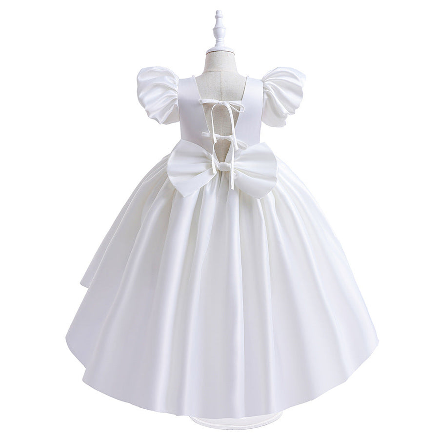 Ball Gown Scoop Puff Sleeves Beading Flower Girl Dresses