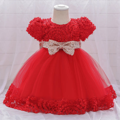 Ball Gown Scoop Short Sleeves Sequins Flower Girl Dresses