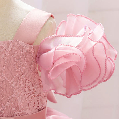 Ball Gown Cold Shoulder Short Sleeves Ruched Flower Girl Dresses